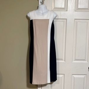 Roz & Ali Dress - Navy, Tan & White - Women’s Size 6